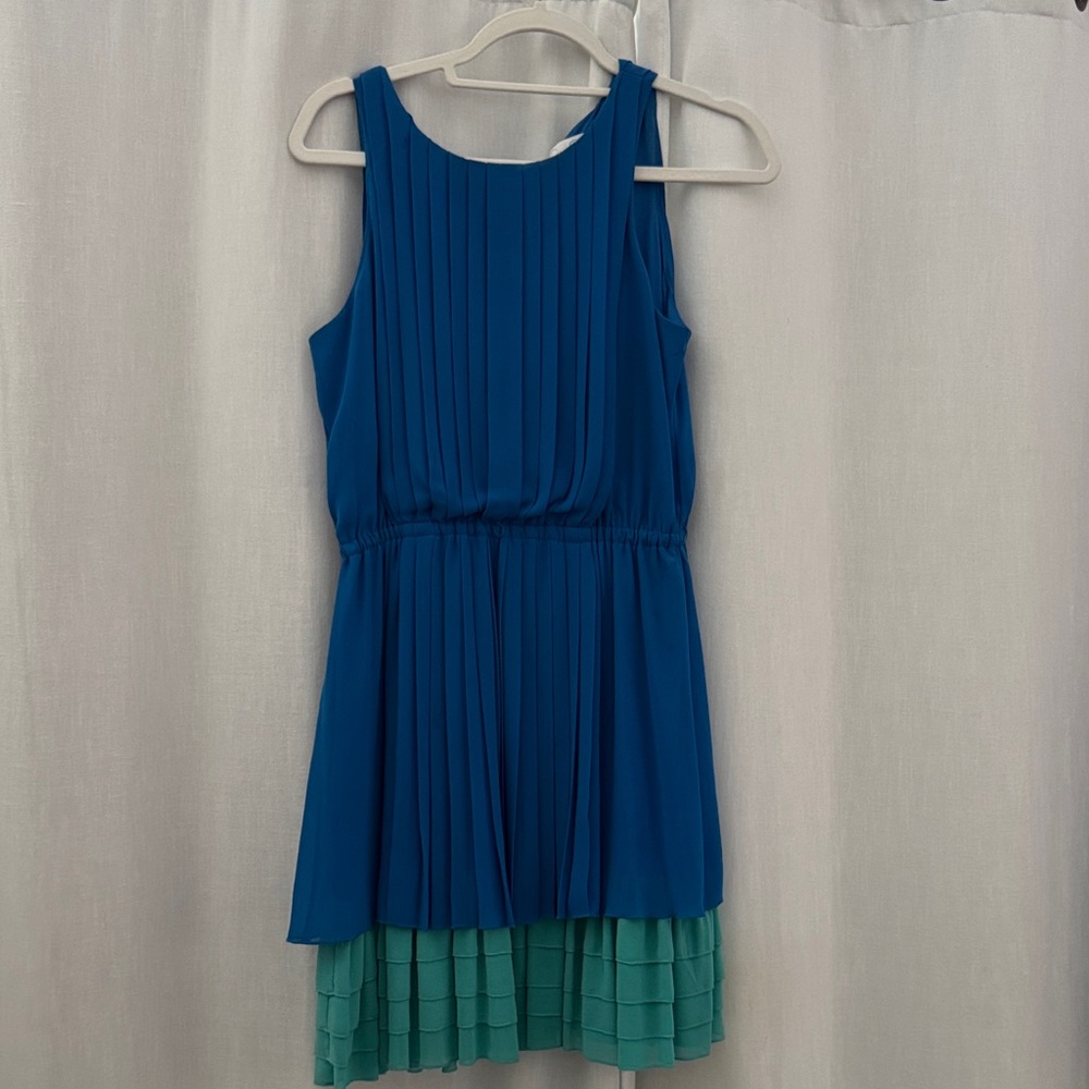 Jessica Simpson Blue and Green Pleated Dress